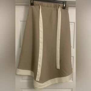 NWT LOVE21 FOREVER21 Taupe Cream Tie Handkerchief‎ Midi Skirt XS X-Small (A8)